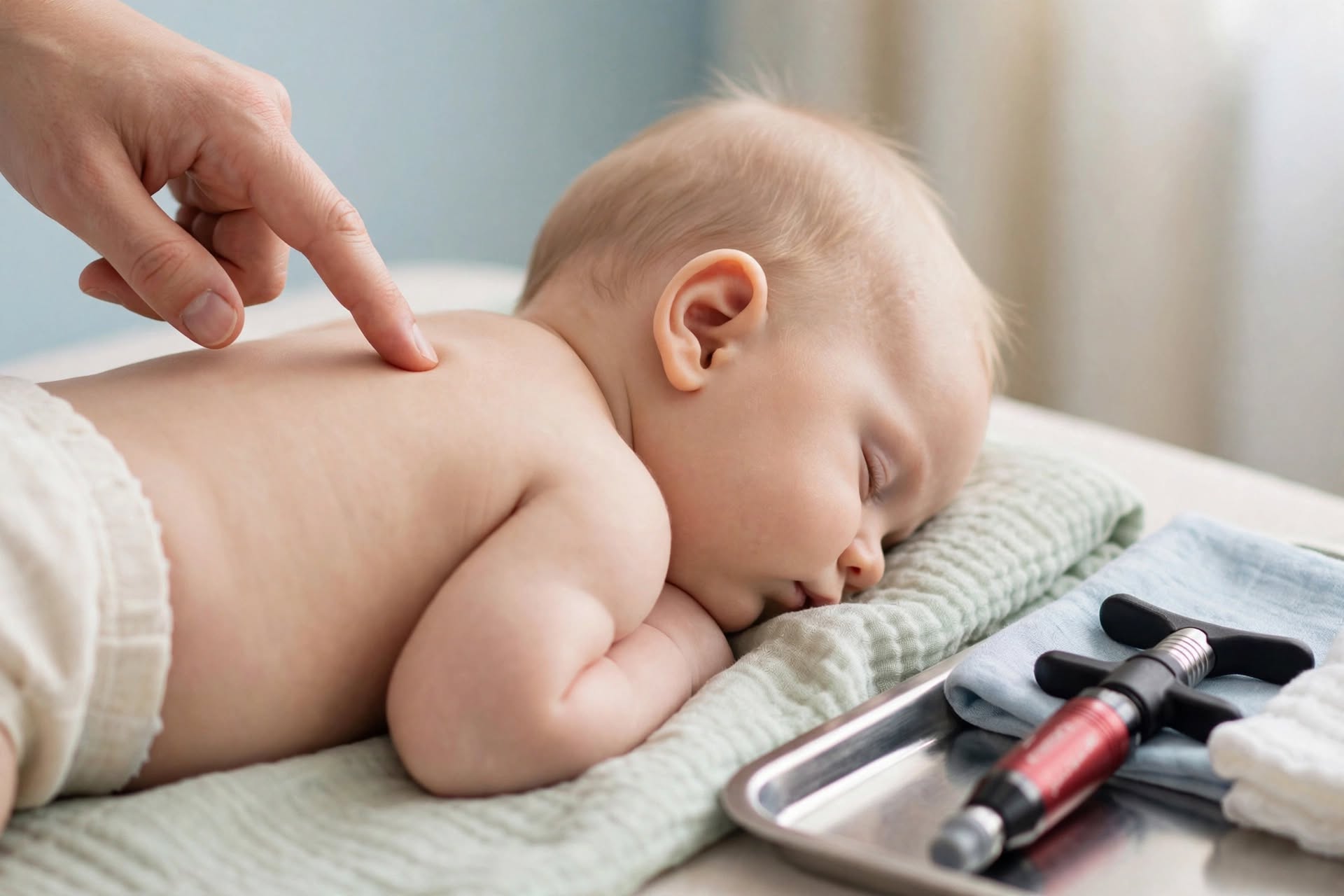 Gentle chiropractic technique being demonstrated for a baby